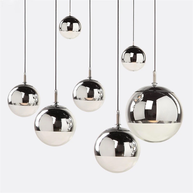 Royelux Modern Silver Glass Globe Pendant Light Cluster For Dining Room - Royale Basic