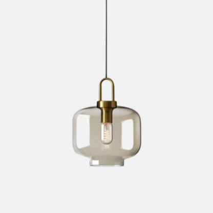 Royelux Modern Smoked Glass Globe Pendant Light with Brass Accents-Royale Basic