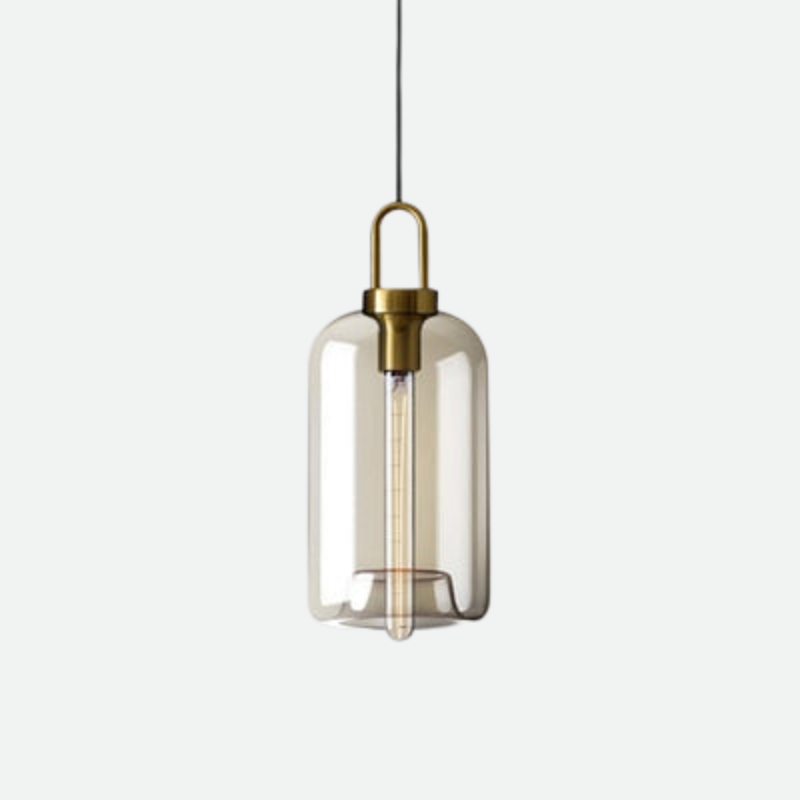 Royelux Modern Smoked Glass Globe Pendant Light with Brass Accents-Royale Basic