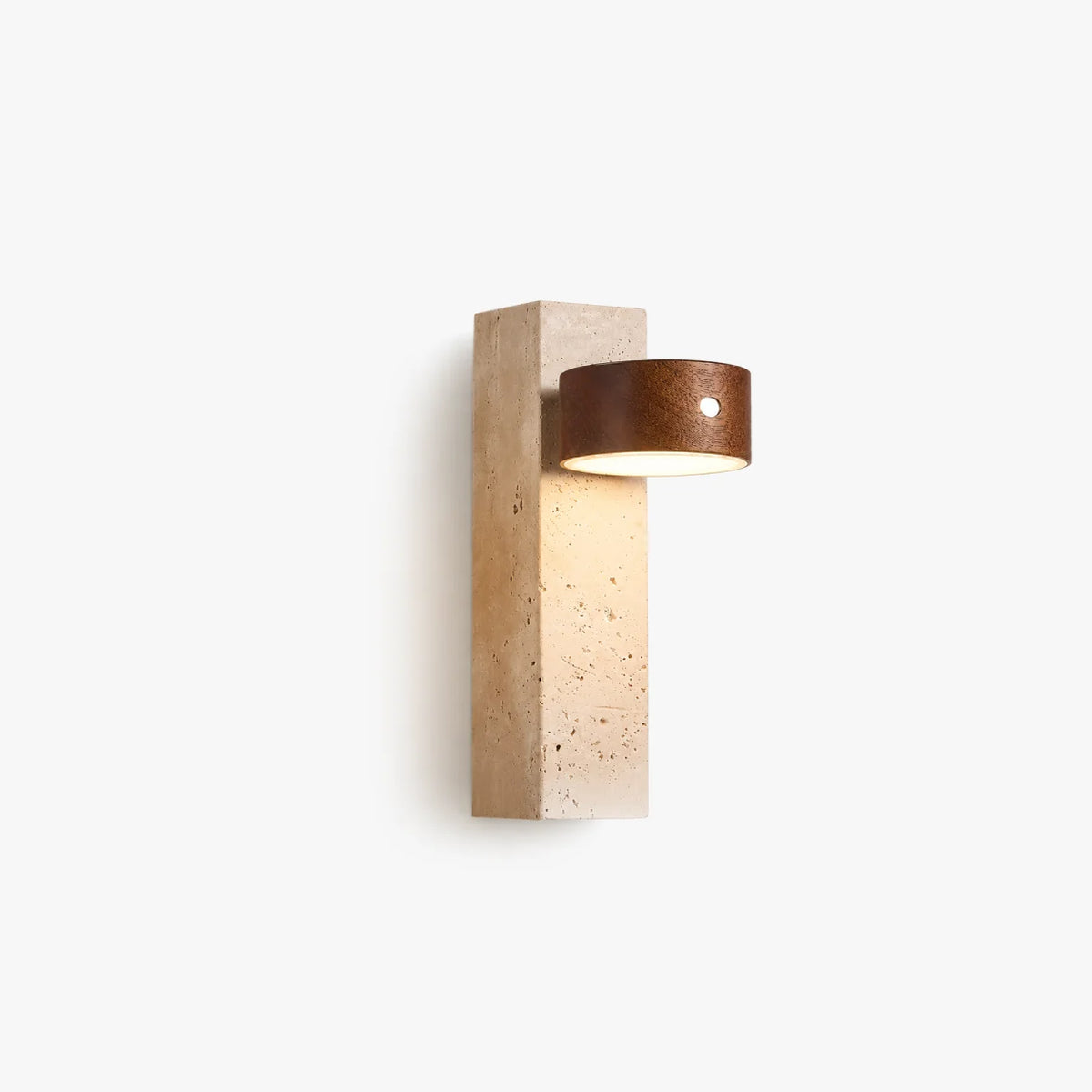 Royelux Modern Travertine and Wood Wall Sconce Lighting - Royale Basic