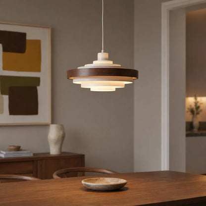 Royelux Modern Wood And Metal Drum Pendant Light 15 Inch Adjustable Hanging Lamp - Royale Basic