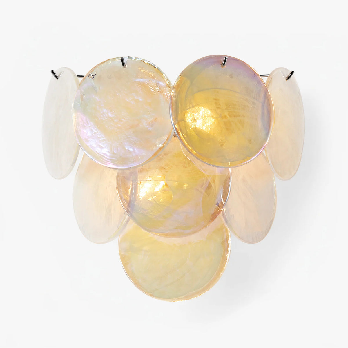 Royelux Murano Glass Wall Sconce Amber Iridescent Disc Light - Royale Basic