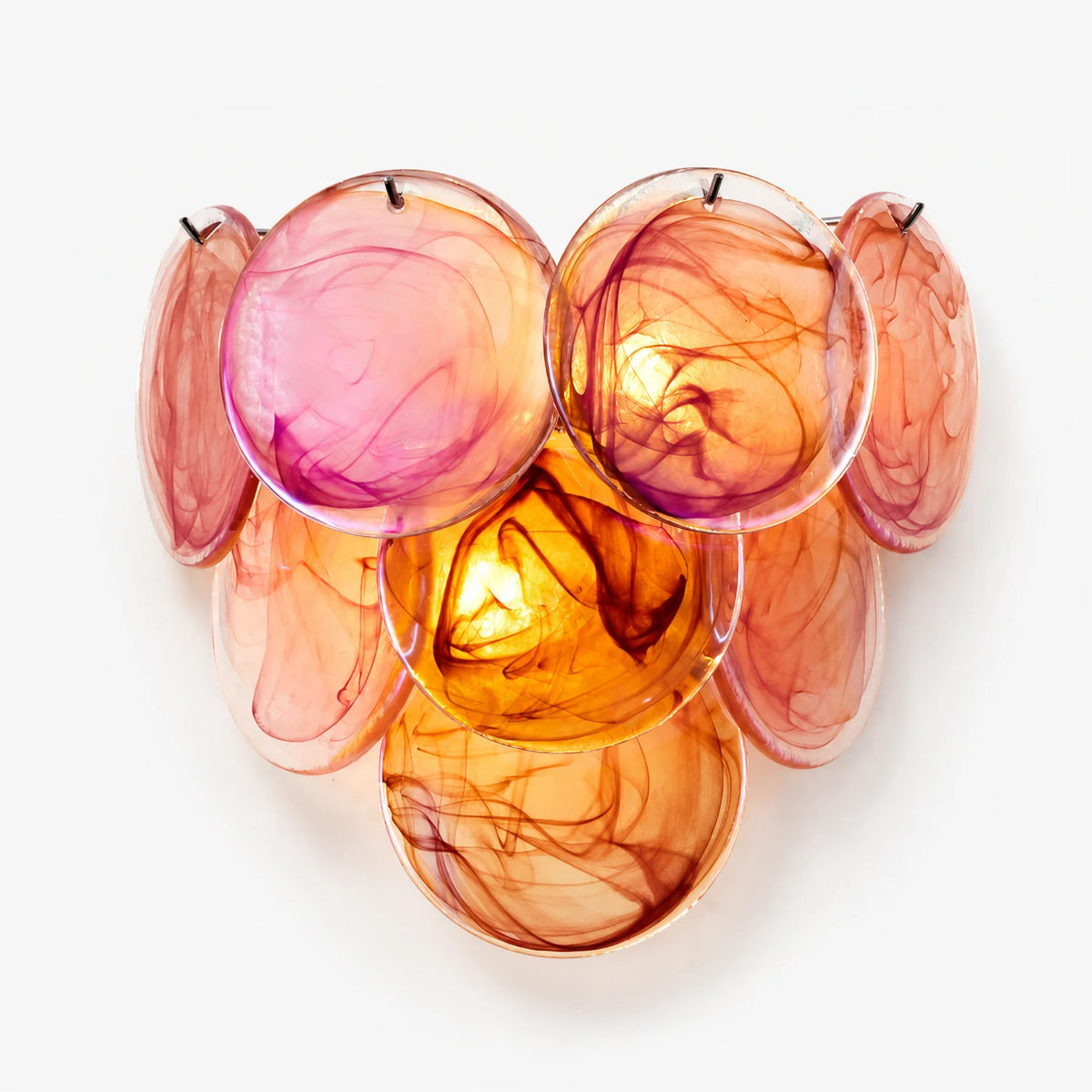 Royelux Murano Glass Wall Sconce Amber Iridescent Disc Light - Royale Basic