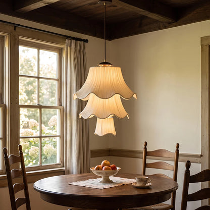 Royelux Scandinavian Pleated Fabric Pendant Light Tiered Hanging Lamp - Royale Basic
