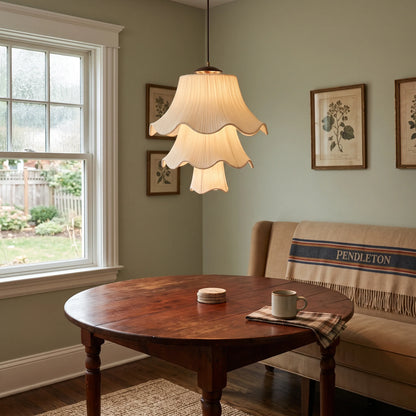 Royelux Scandinavian Pleated Fabric Pendant Light Tiered Hanging Lamp - Royale Basic