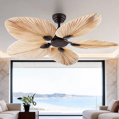 Royelux Tropical Palm Leaf Ceiling Fan With Light And Remote Control - Royale Basic