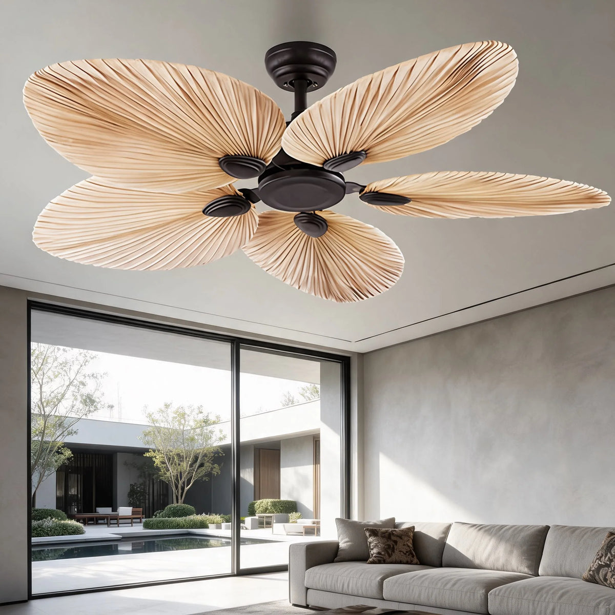 Royelux Tropical Palm Leaf Ceiling Fan With Light And Remote Control - Royale Basic