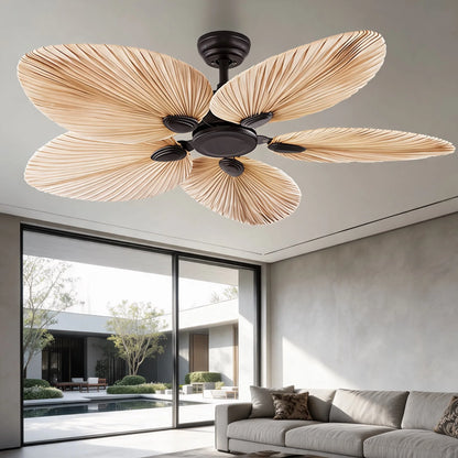 Royelux Tropical Palm Leaf Ceiling Fan With Light And Remote Control - Royale Basic
