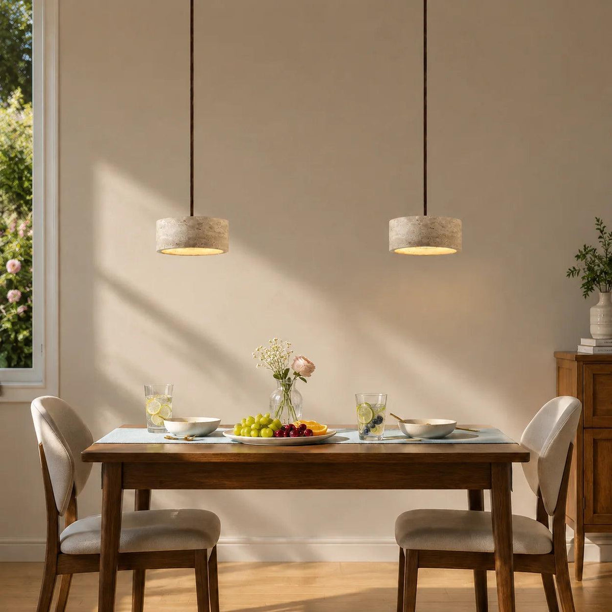 Royelux Wabi Sabi Natural Travertine Stone Pendant Light for Dining & Kitchen-Royale Basic