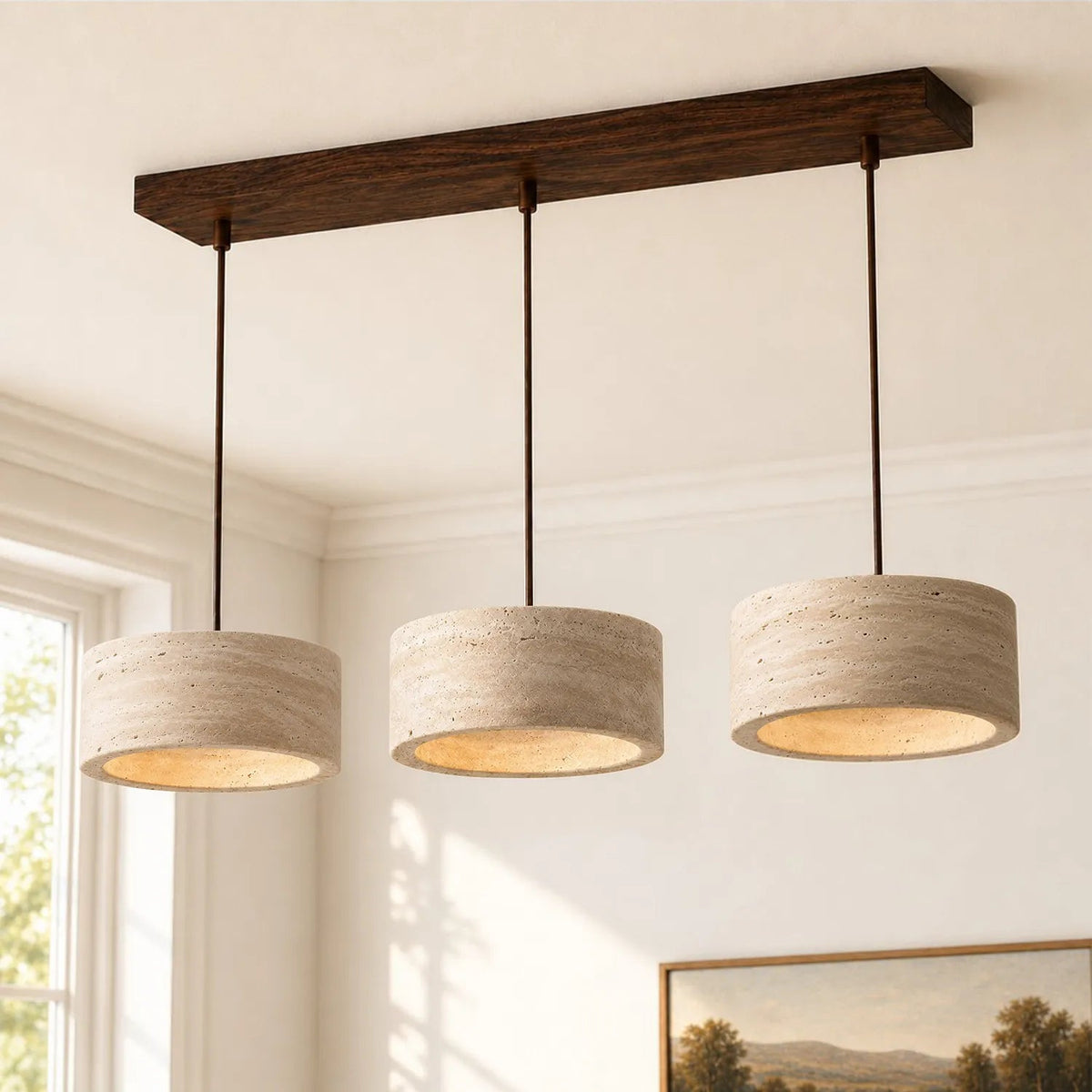 Royelux Wabi Sabi Natural Travertine Stone Pendant Light for Dining & Kitchen-Royale Basic