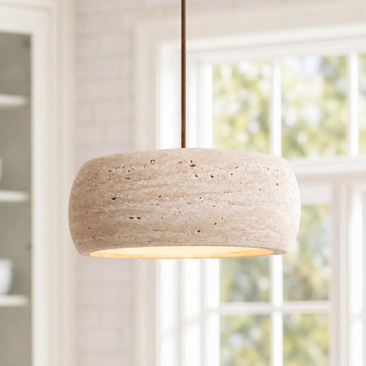 Royelux Wabi Sabi Natural Travertine Stone Pendant Light for Dining & Kitchen-Royale Basic
