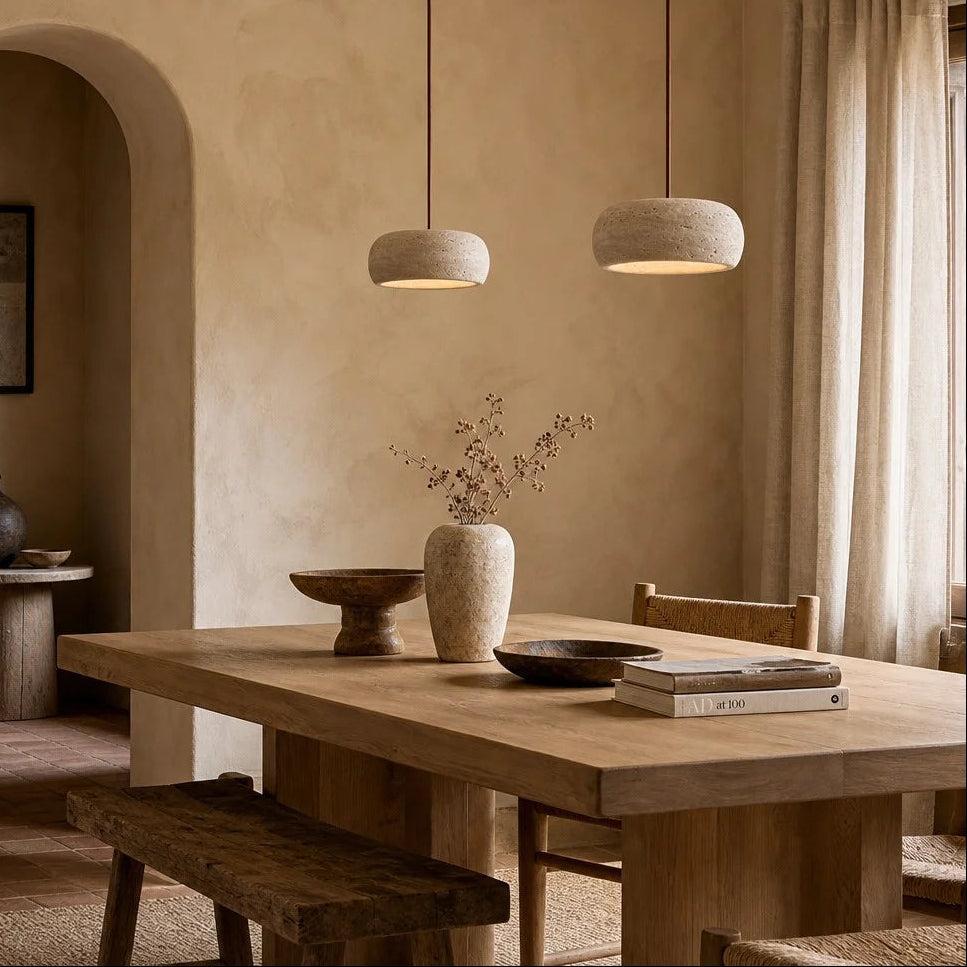 Royelux Wabi Sabi Natural Travertine Stone Pendant Light for Dining & Kitchen-Royale Basic