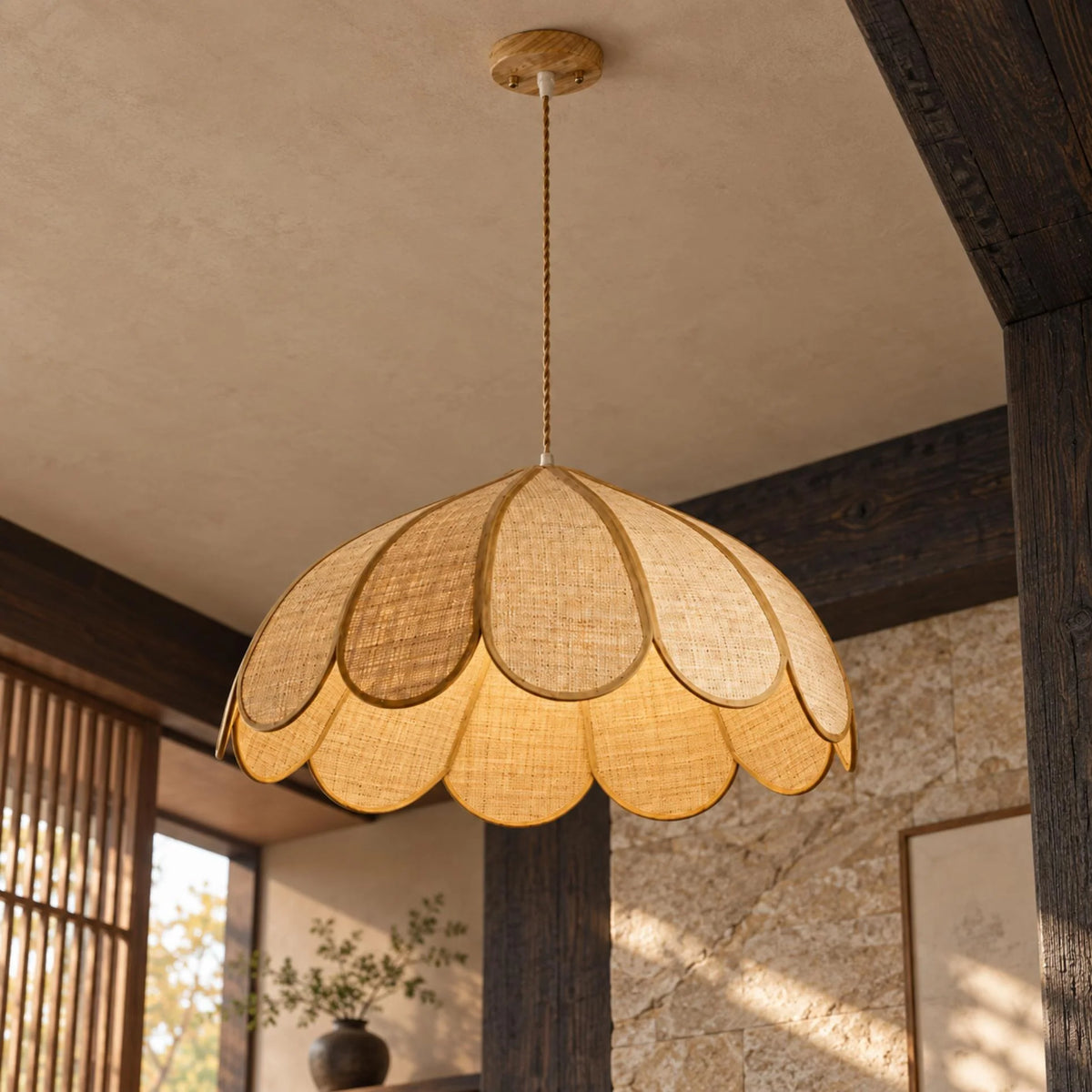 Royelux Woven Hemp Rope Pendant Light Adjustable Hanging Fixture - Royale Basic