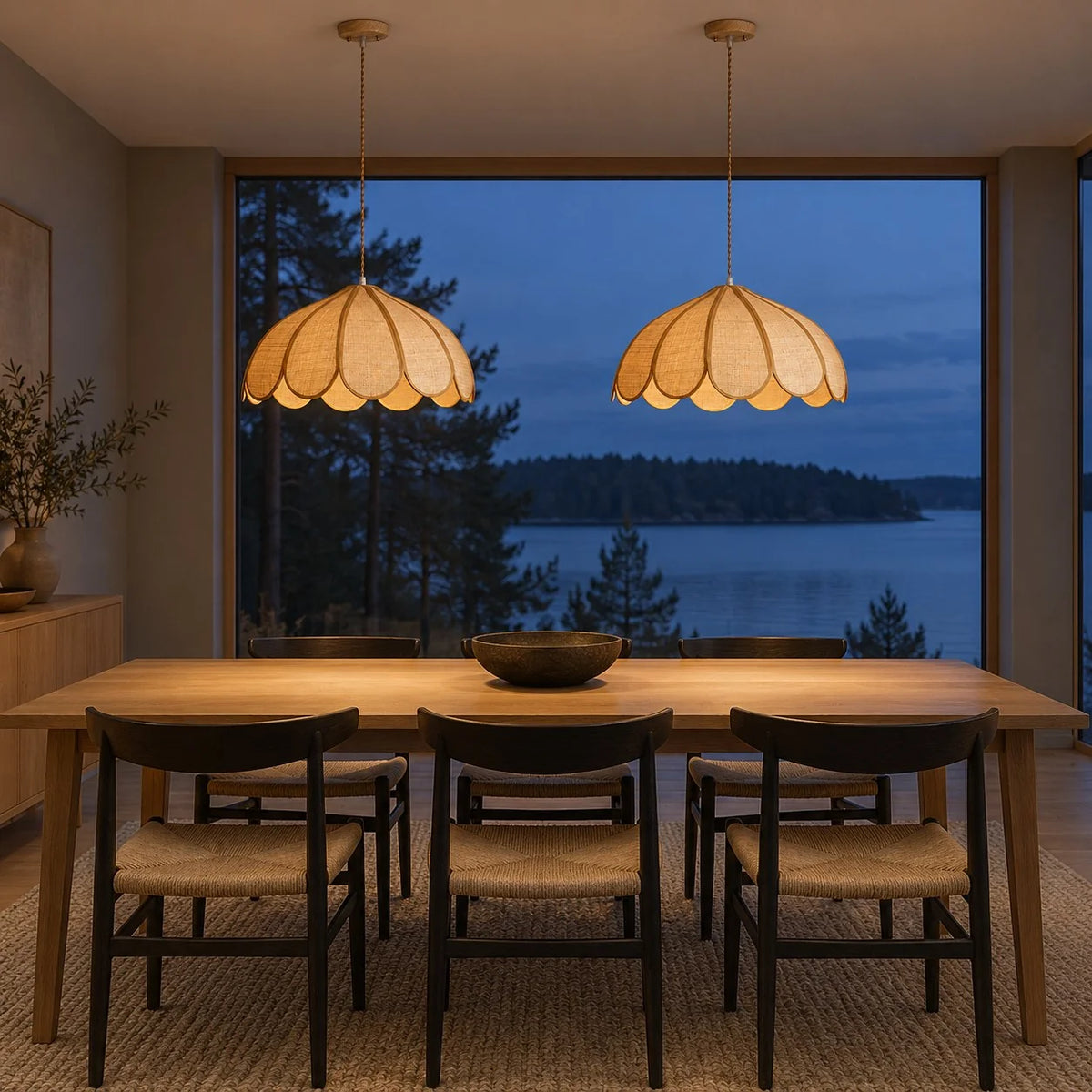 Royelux Woven Hemp Rope Pendant Light Adjustable Hanging Fixture - Royale Basic