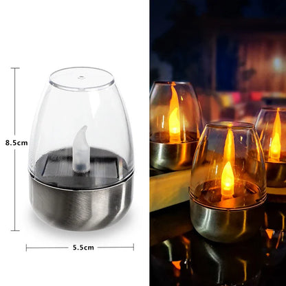 LuxRoyale Solar Waterproof LED Glass Candle - Elegant Outdoor & Indoor Lighting - Clear