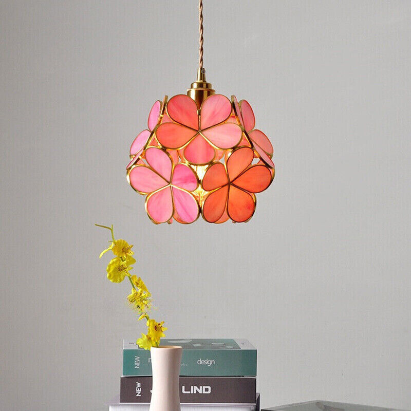 LuxRoyale Cherry Blossom Glass Pendant Lamp for Nordic Floral Living Room