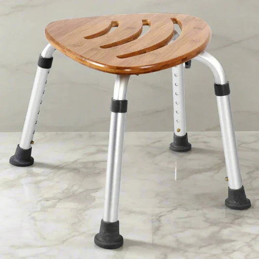 Luxora Modern Bamboo Adjustable Waterproof Corner Shower Bench Stool Seat