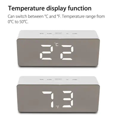 Royaleva Digital Alarm Clock Smart Mirror Desktop Bedside Nightlight