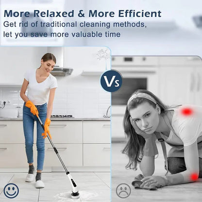 Luxora Electric Spin Power Scrubber Cordless Cleaning Brush Long Handle 7 Heads