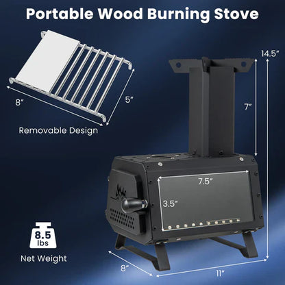 RoyaleGlow Portable Wood Burning Camping Cooking Heater Stove