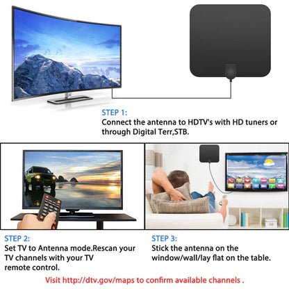 Luxora 300 Miles Indoor Digital Amplified HDTV Antenna W/ Signal Booster