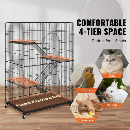 Royaleva Indoor Cat Cage Enclosure with 4 Tiers and Hammock