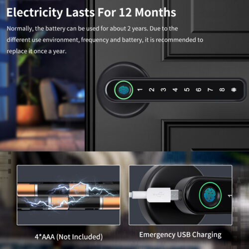 RoyaleGlow Fingerprint Smart Door Lock - Mobile App Control