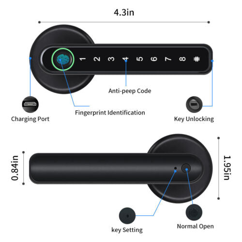 RoyaleGlow Fingerprint Smart Door Lock - Mobile App Control