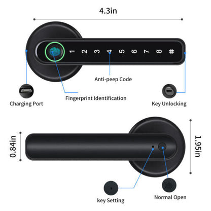 RoyaleGlow Fingerprint Smart Door Lock - Mobile App Control