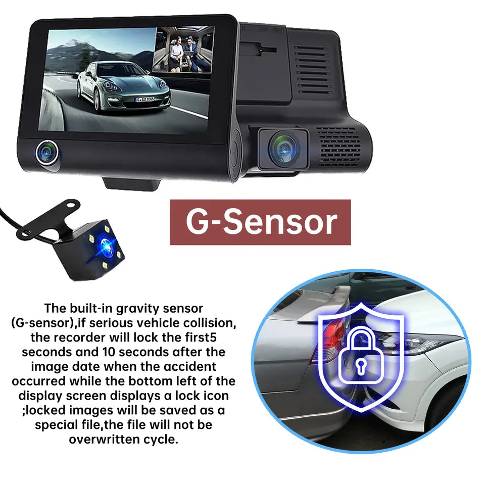 Luxora 4" Touch Screen Front and Rear Dash Cam HD