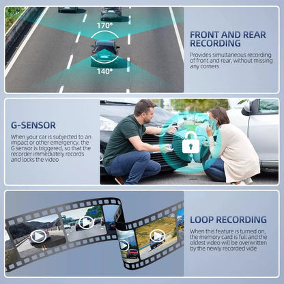 Luxora 4" Touch Screen Front and Rear Dash Cam HD