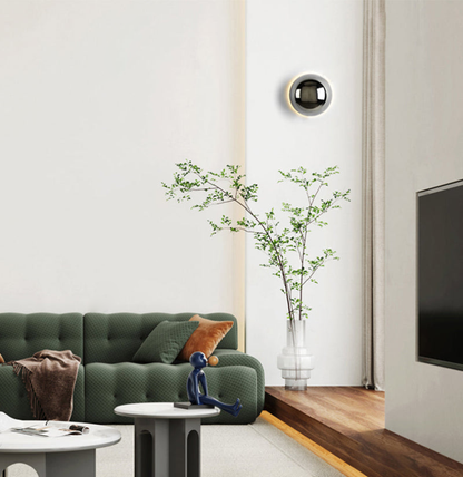 RoyaleGlow Elegant Round Metallic Wall Sconce Light – Modern Home Decor - Black