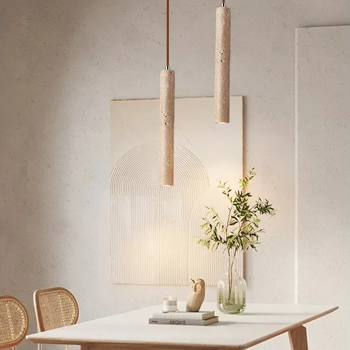 Luxora Modern LED Pendant Lamp - Long Tube Wooden Japanese Style for Home Decor