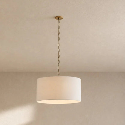 Royelux Modern Farmhouse White Linen Drum Pendant Light