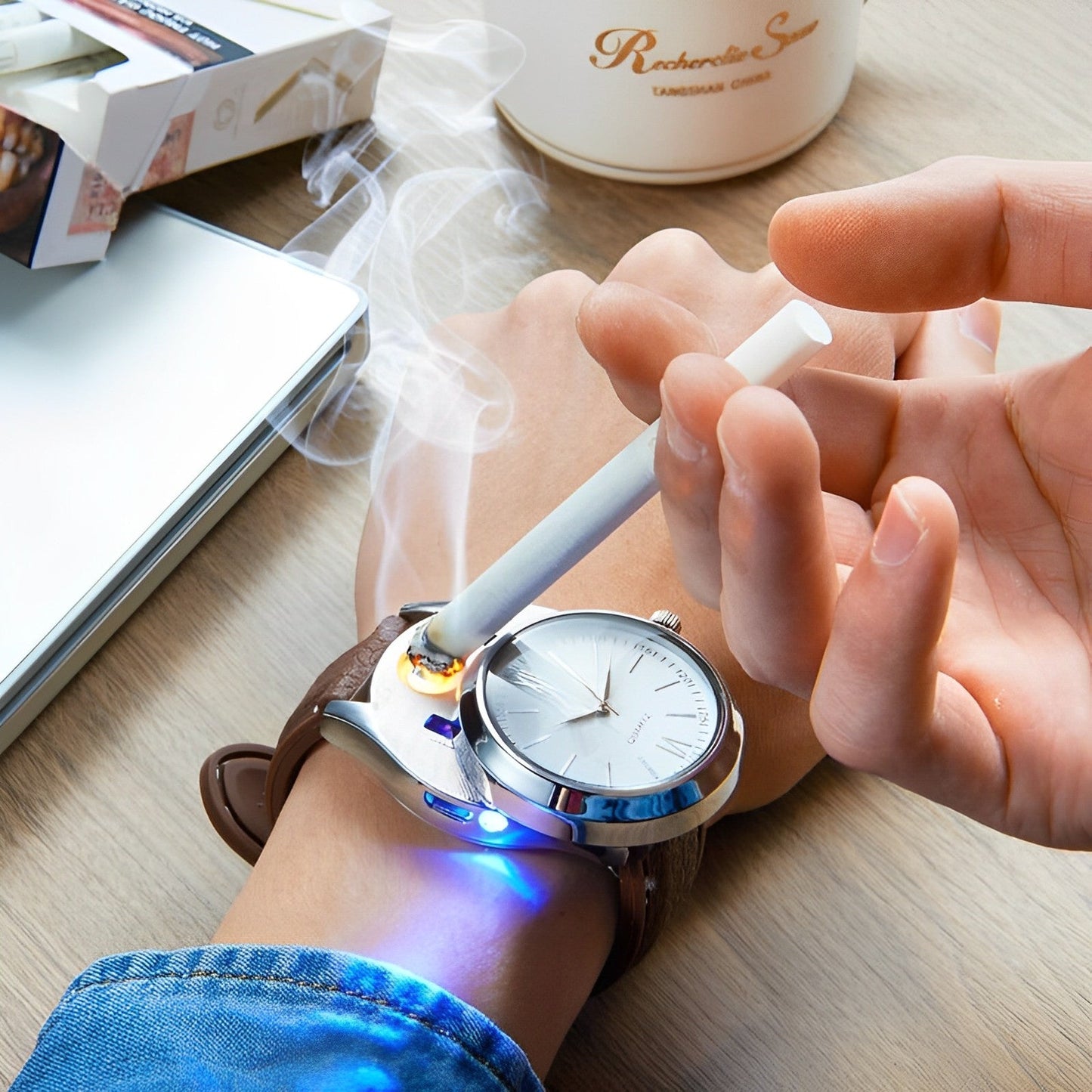 Luxora USB Rechargeable Cigarette Lighter Watch Stylish Design