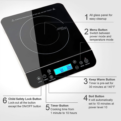 RoyaleGlow Portable Induction Cooktop with Touch Control
