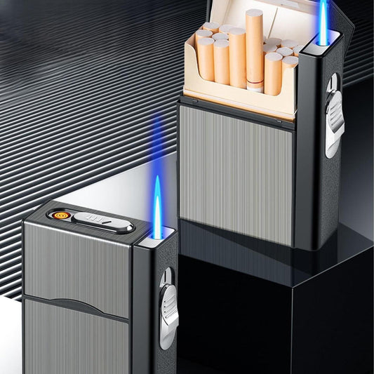 Luxora Metal Cigarette Case With Lighter - Premium Design