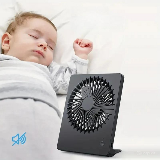 Ultra Quiet Small Desk Fan – Compact and powerful USB fan with 3-speed settings, 5-blade airflow, and 220° adjustable pivot. Low-noise 30dB operation, energy-efficient DC motor, and stable anti-slip design. Ideal for office, bedroom, or nightstand cooling!