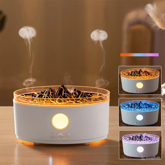 Volcano Humidifier, 300ML Essential Oil Diffuser with Jellyfish Mist and 3 Color Lights, Remote Controlled