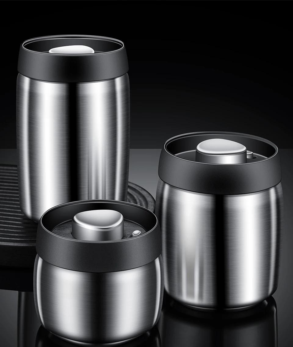 Royallure Vacuum Sealed Coffee Bean Storage Container 304 Stainless Steel Jar