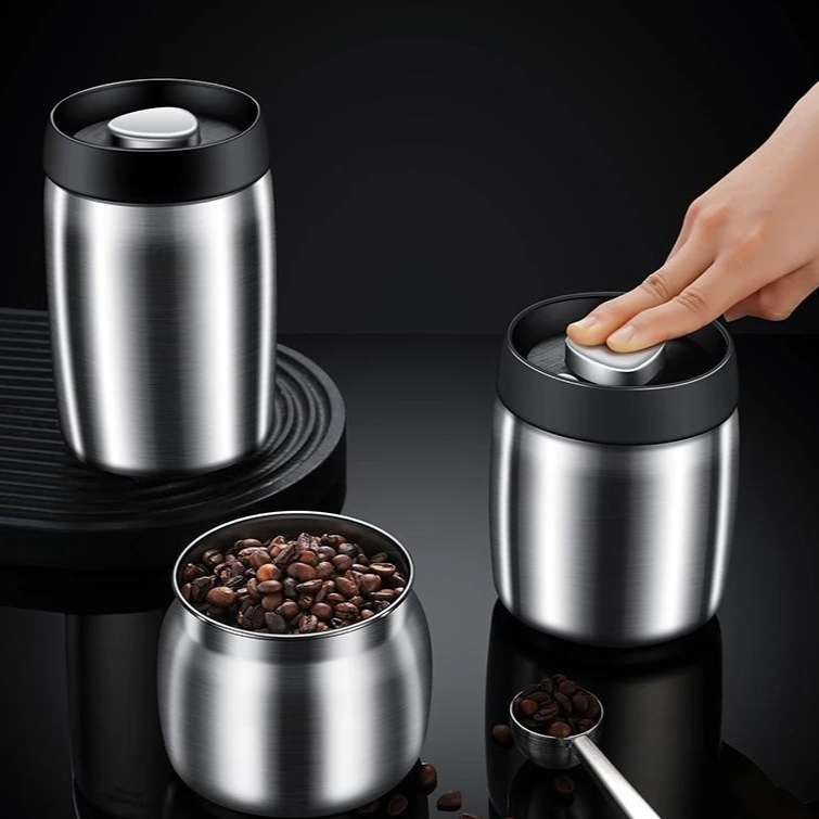 Royallure Vacuum Sealed Coffee Bean Storage Container 304 Stainless Steel Jar
