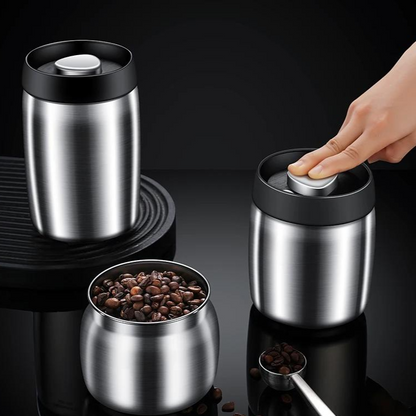 Royallure Vacuum Sealed Coffee Bean Storage Container 304 Stainless Steel Jar