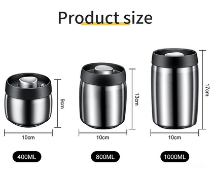 Royallure Vacuum Sealed Coffee Bean Storage Container 304 Stainless Steel Jar