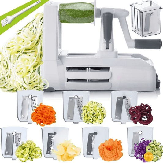 Royallure 7-Blade Vegetable Spiralizer – Zucchini Noodle Maker and Zoodle Maker with Suction Pad and Storage Caddy