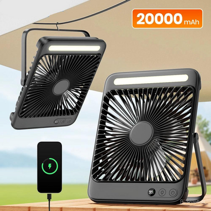 Royallure Portable Rechargeable Desk Fan – 20000mAh Battery, Quiet 4-Speed Airflow & LED Light