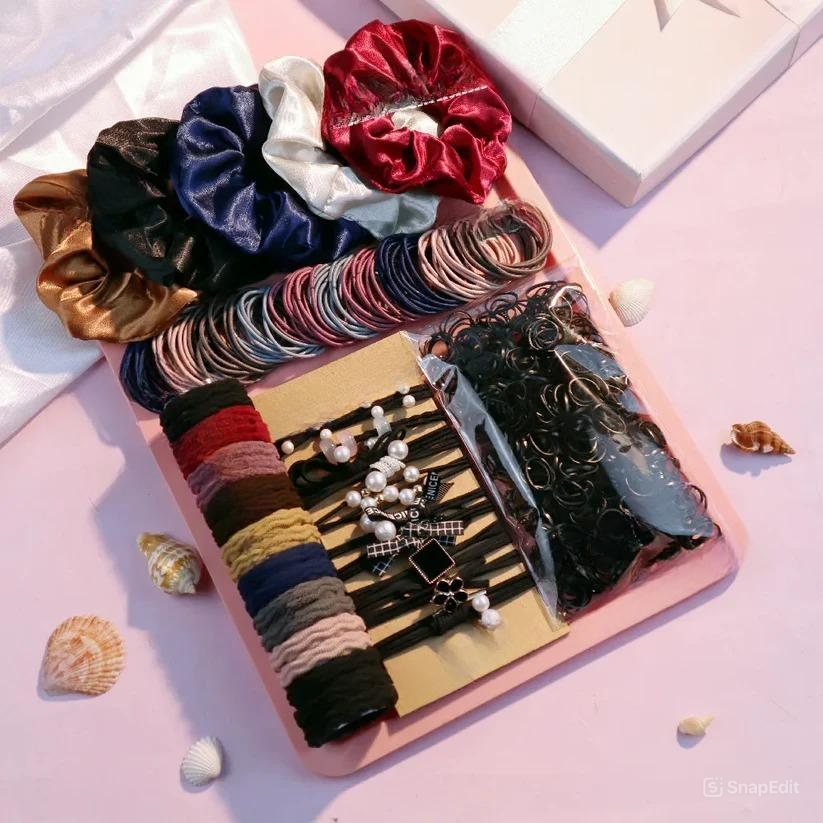 Rayvia 1085PCS Women’s Hair Accessories – Seamless Ponytail Holders, Scrunchies & Bands