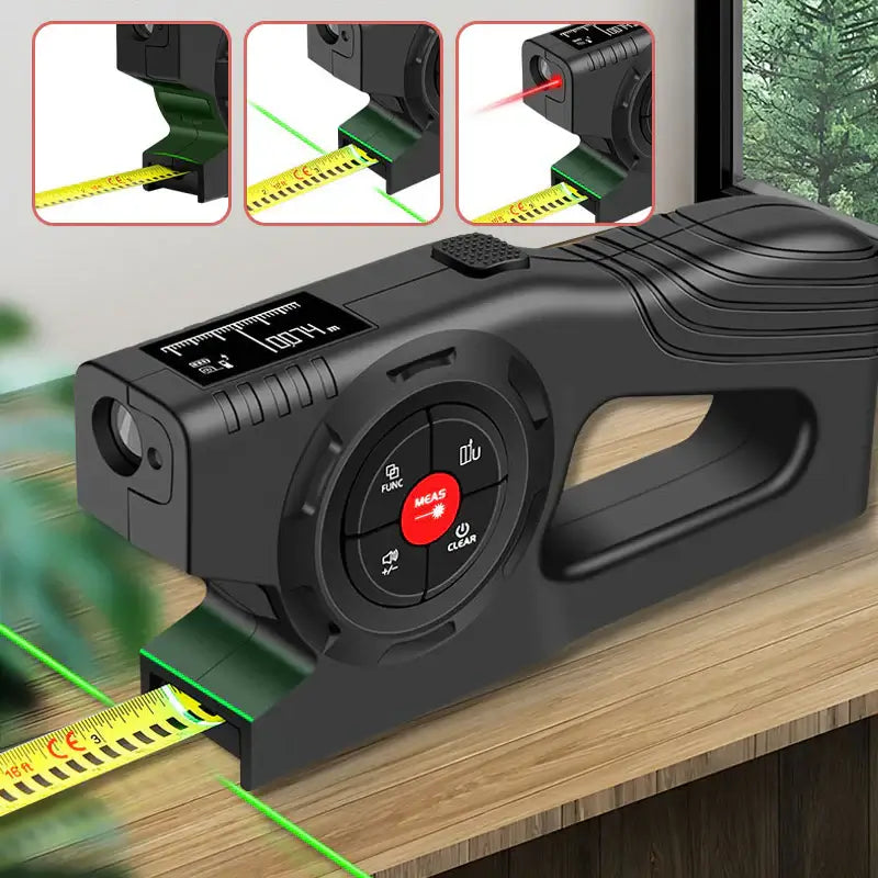 Royallure 3-in-1 Digital Laser Tape Measure – Tape, Laser & Cross-Line, Backlit LCD