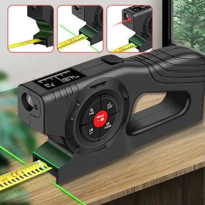 Royallure 3-in-1 Digital Laser Tape Measure – Tape, Laser & Cross-Line, Backlit LCD