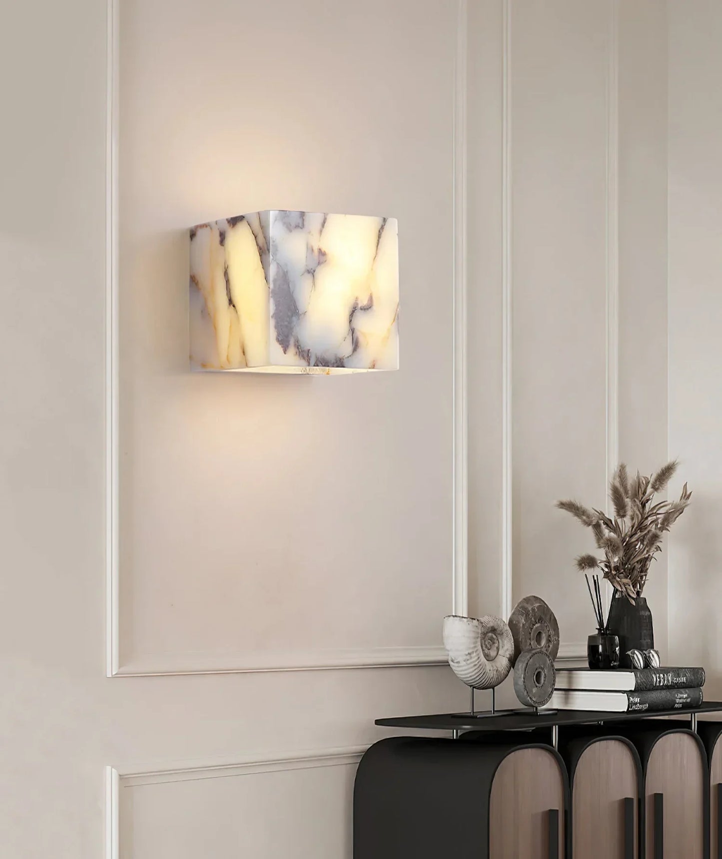 Royelux Modern Natural Marble Wall Sconce | Elegant Stone & Brass Wall Light