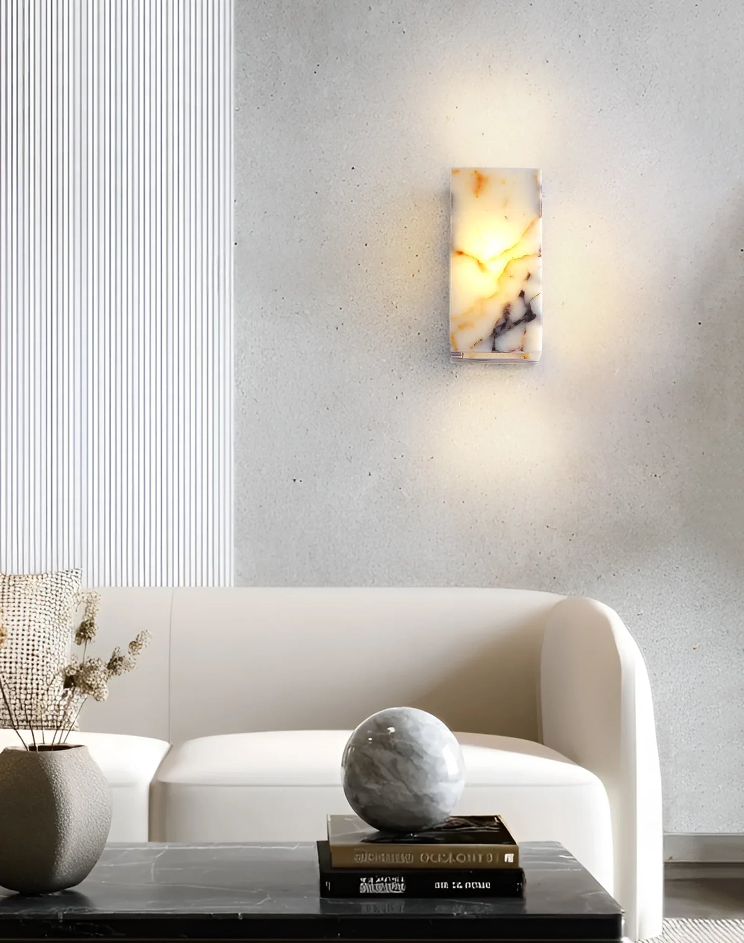 Royelux Modern Natural Marble Wall Sconce | Elegant Stone & Brass Wall Light